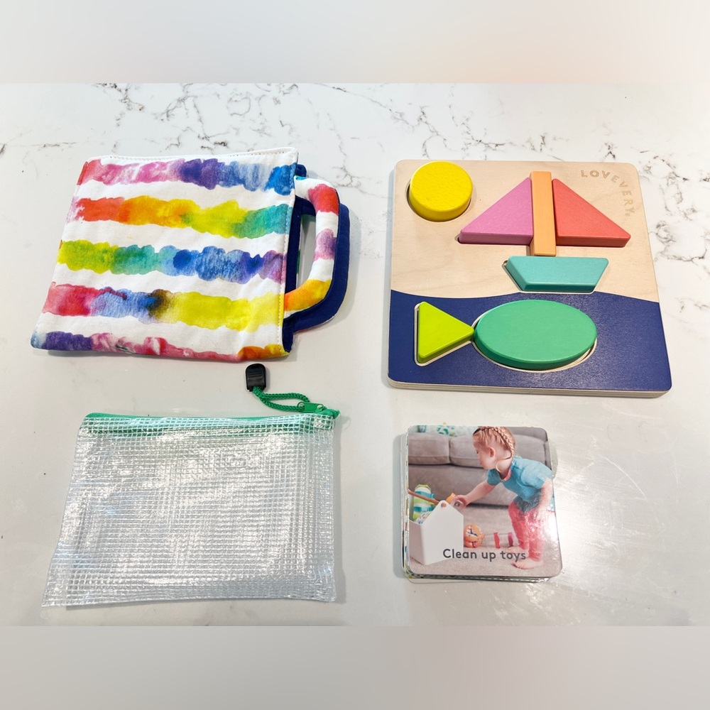 Lovevery The Helper Kit Partial (puzzle,chalk bag, routine cards)
